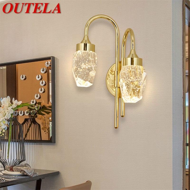 Изображение товара: OUTELA Modern Wall Lamp Crystal Sconce LED Indoor Wall Light Fixture Gold Luxury Decorations For Bedroom Living Room Office