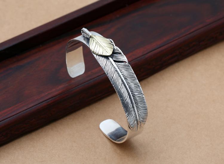 Изображение товара: Starfield S925 ювелирные изделия из стерлингового серебра винтажные тайские серебряные Такахаси Goro простой перо открытый конец браслет