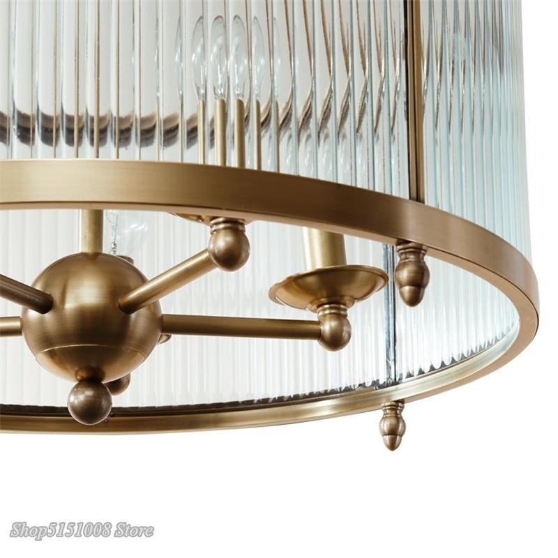 Изображение товара: Американский Медный Подвесной Светильник Скандинавское стекло круговой светодиодный подвесной светильник для гостиной столовой подвесные светильники для домашнего декора