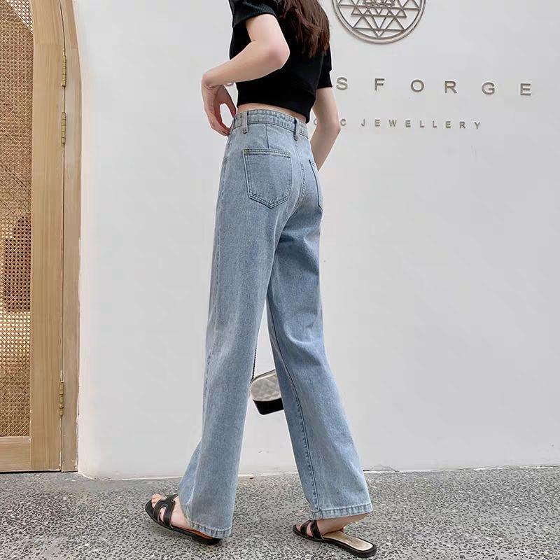Изображение товара: Женские джинсы с высокой талией, винтажные прямые штаны с кисточками, модель 2020 г., черные, синие, размера плюс