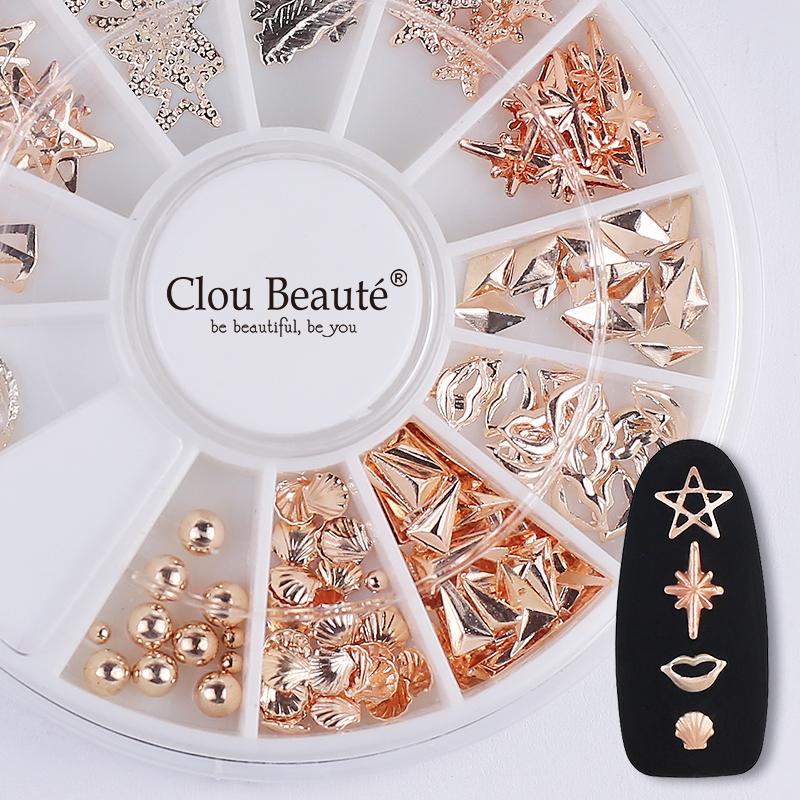 Изображение товара: Clou Beaute Hybrid 3D дизайн ногтей Decoraciones DIY аксессуары для ногтей металлический золотой цвет блестящие принадлежности для ногтей запчасти инструмент 1 коробка