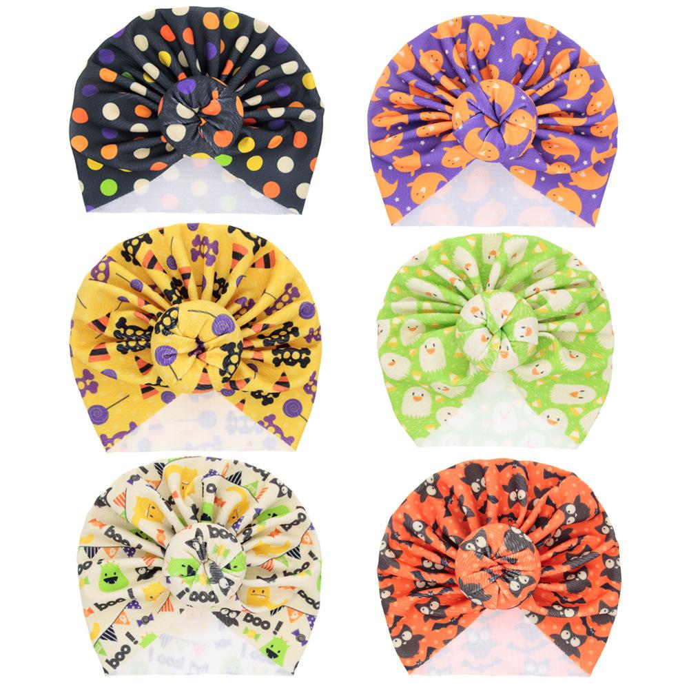 Изображение товара: Yundfly New Halloween Style Baby Hat Newborn Knotted Donut Turban Hat Children Girls Hair Accessories Gift