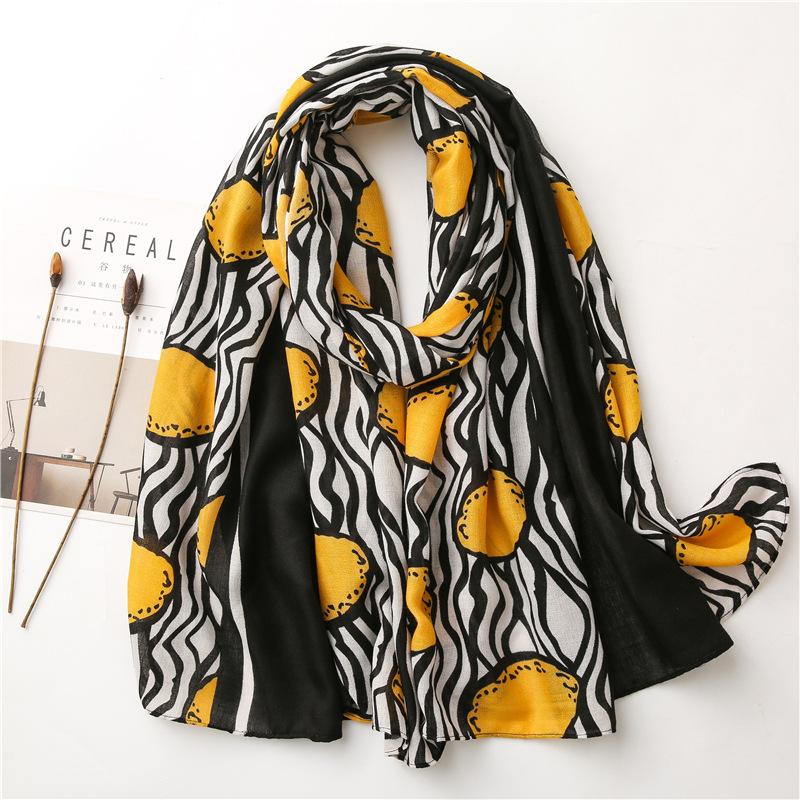 Изображение товара: Осенний теплый мягкий хиджаб шарф с рисунком, яркая шаль, зимнее одеяло, Новинка