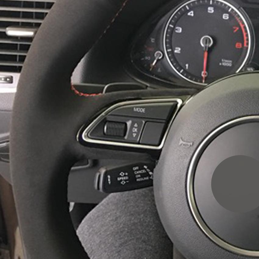Изображение товара: Чехол на руль из черной замши для Audi Q3 Q5 2013 2014 2015