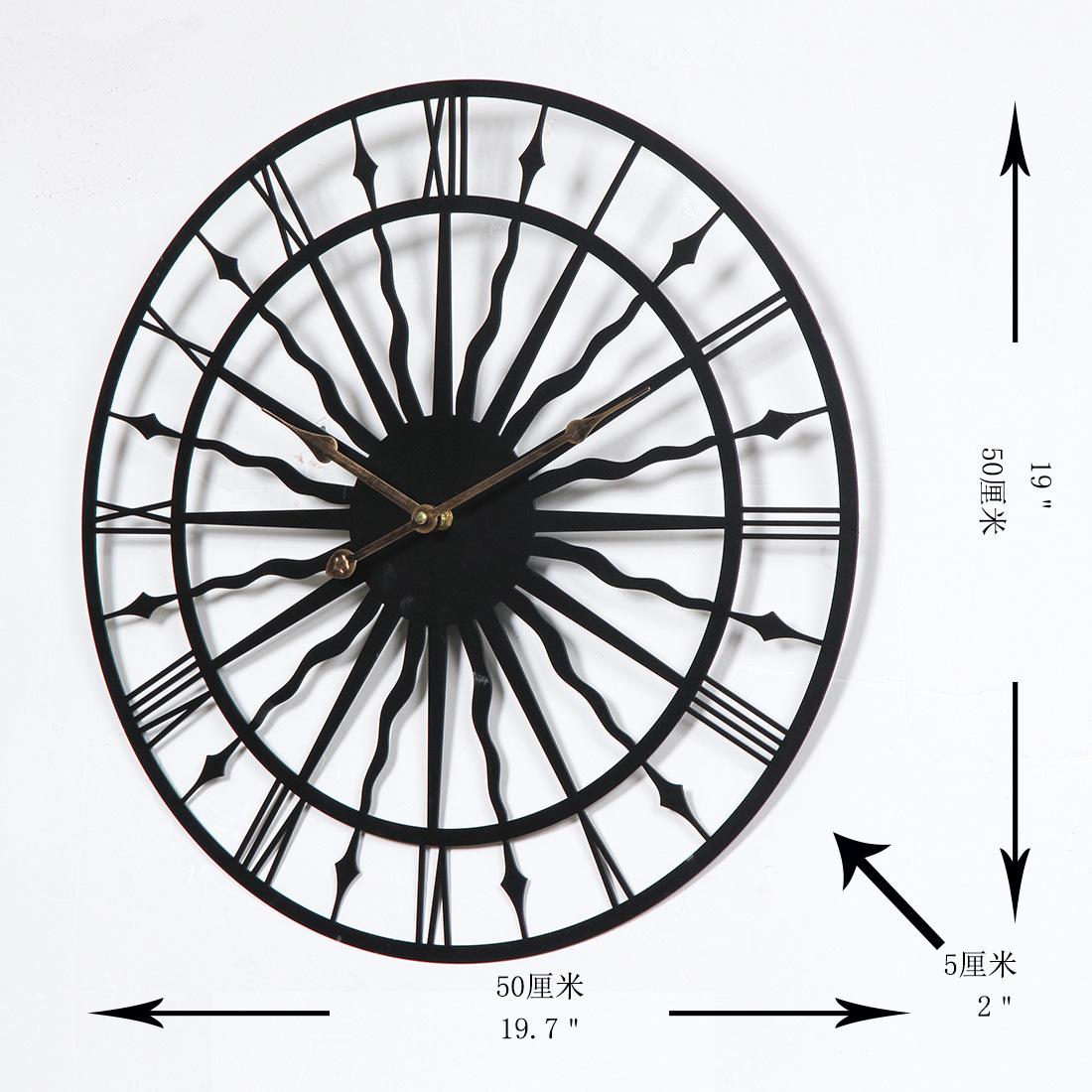 Изображение товара: Украшение для гостиной, большие настенные часы, современный дизайн, бесшумные металлические часы, круглые полые железные Подвесные часы