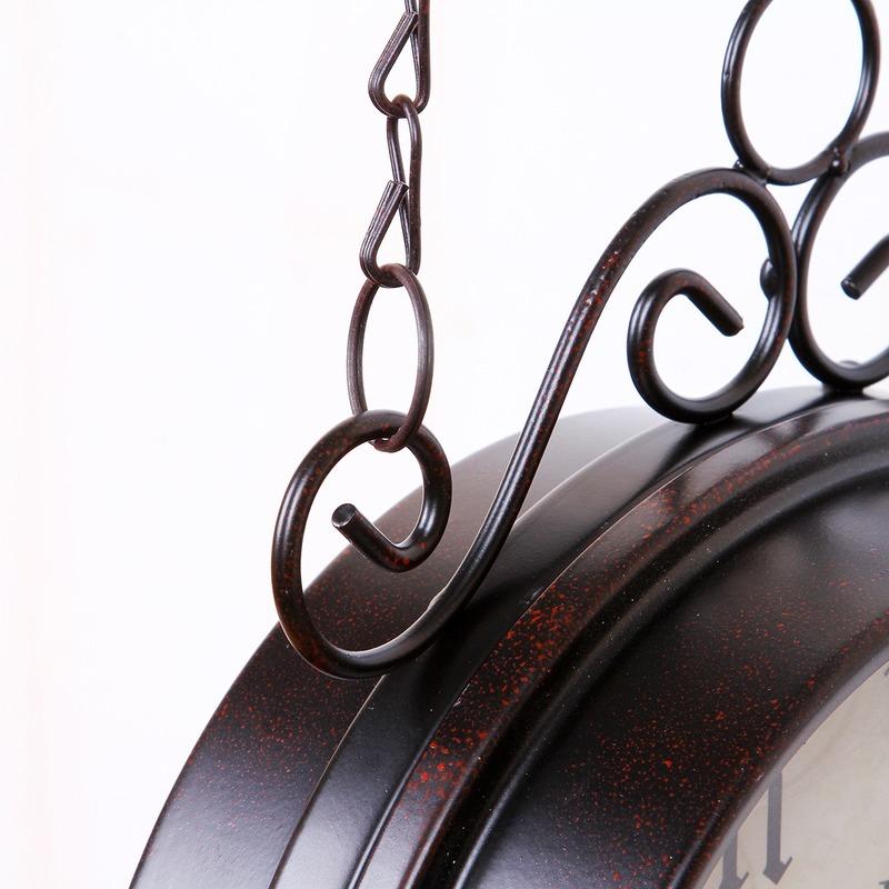 Изображение товара: Декоративные часы из кованого железа, в европейском стиле, пасторальные, в стиле ретро, домашние украшения из кованого железа, металлические бесшумные часы LB92503