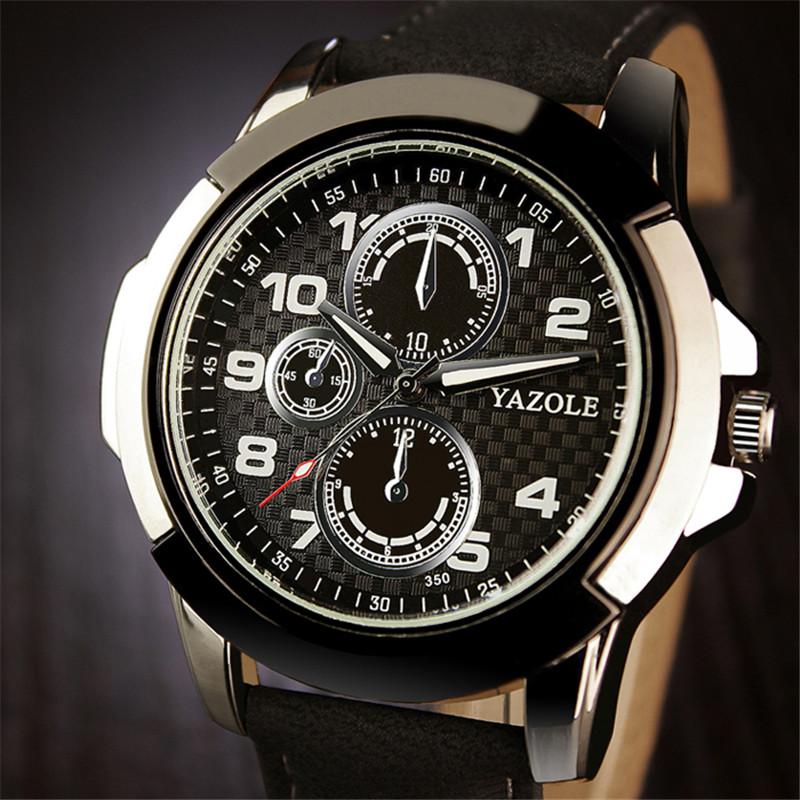 Изображение товара: YAZOLE Креативные мужские спортивные часы водонепроницаемые Модные Повседневные Мужские кварцевые наручные часы reloj hombre большой циферблат студенческие часы подарок