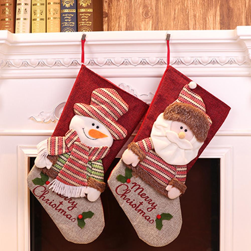 Изображение товара: Рождественские украшения для чулок, Подарочный пакет с Санта-Клаусом для конфет, подвесной кулон для рождественской елки для домашвечерние, Рождественский подарочный пакет