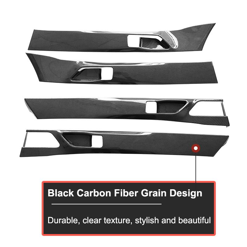 Изображение товара: Черная автомобильная ручка переключения передач QHCP из углеродного волокна, крышка дверной ручки, рулевое колесо, Внутренняя Рамка для Toyota Avalon20182019