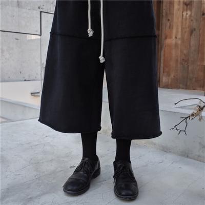 Изображение товара: Winter-style new niche designer dark dark department, thick drawstring straight leg nine-point trousers
