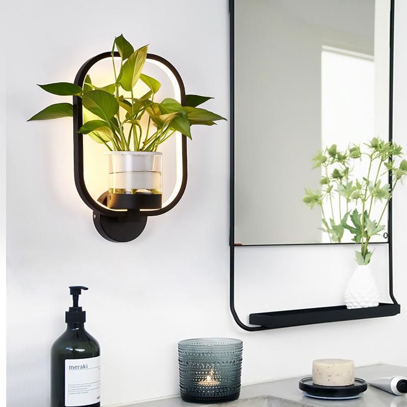 Изображение товара: Скандинавская настенная лампа для гостиной, спальни, прикроватная лампа, фоновая настенная лампа, китайская креативная декоративная настенная лампа для водных растений