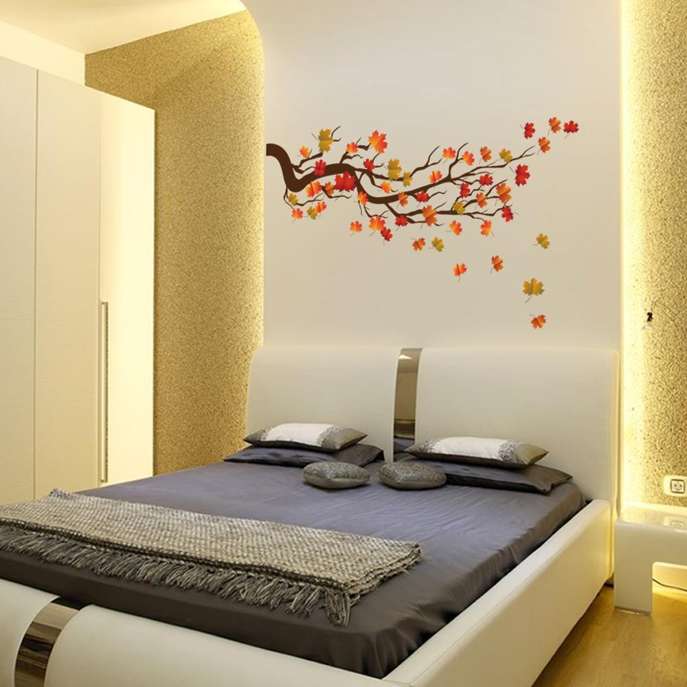 Изображение товара: MAMALOOK кленовый лист ветви стены стикер спальня гостиная диван фон украшения дома обои настенная наклейка s