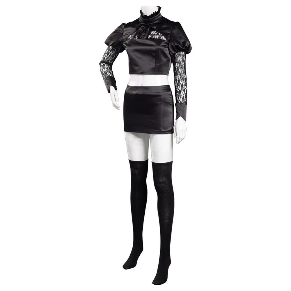 Изображение товара: Костюм для косплея LOL KDA Ahri, костюм для косплея LOL KDA, Baddest Ahri, женский черный костюм-Униформа, юбка на Хэллоуин, носки