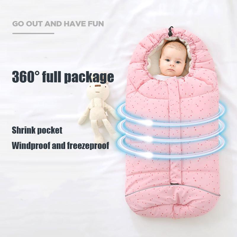 Изображение товара: Спальный мешок для новорожденных, кокон на зиму, теплый, вельветовый, непромокаемый, сумка для пеленания, для коляски, 6 м
