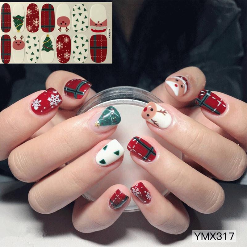 Изображение товара: 14 наклеек/лист, рождественские наклейки для ногтей, 3d самоклеящаяся пленка для ногтей, украшение, мультяшный дизайн, наклейки для ногтей, принадлежности для ногтей, инструменты