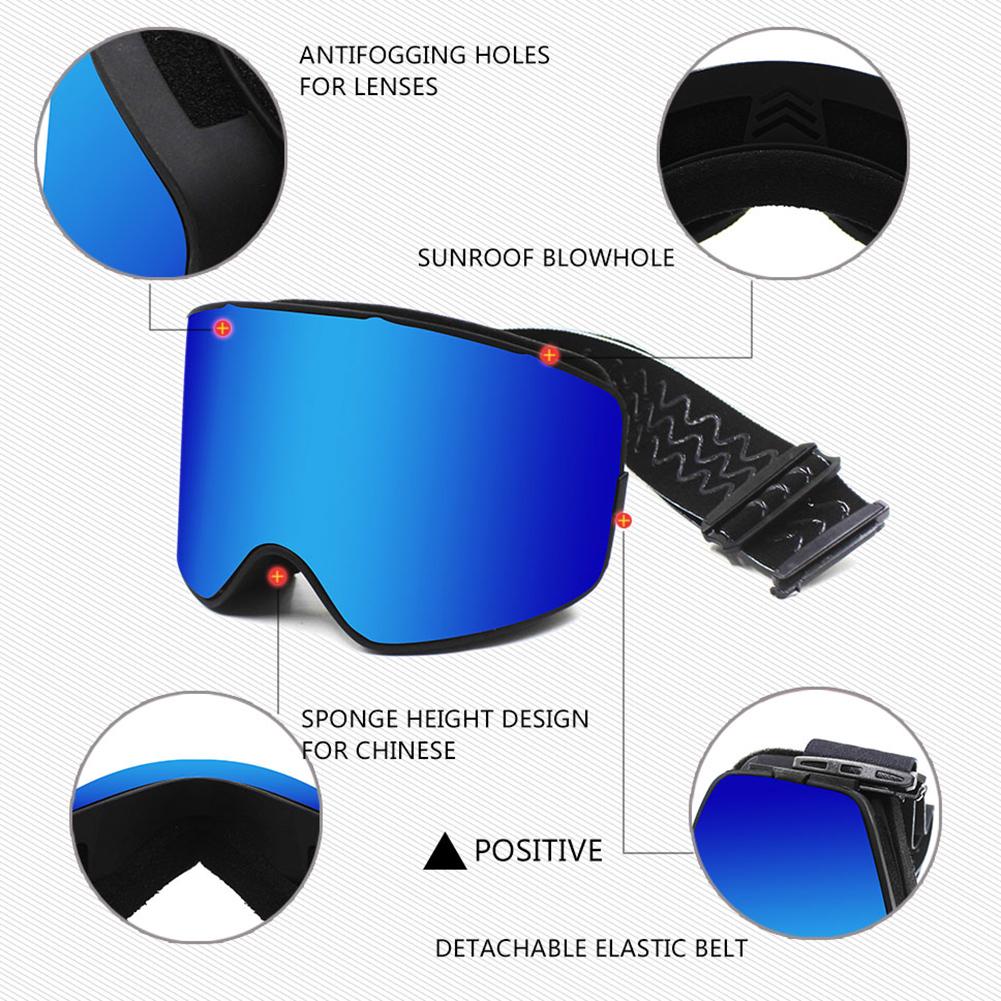 Изображение товара: Лыжные очки Анти-туман линзы лыжные очки снег OTG очки регулируемый ремешок унисекс УФ Защита сноуборд Скейт лыжные очки
