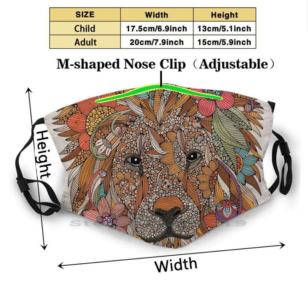 Изображение товара: Бохо лев дизайн Пылезащитный фильтр смываемая маска для лица Дети Лев цветы Цветочные Бохо Король Лев Джунгли