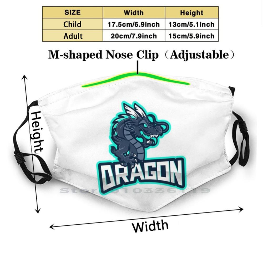 Изображение товара: 3D агрессивный синий дракон иллюстрация печать многоразовая маска Pm2.5 фильтр маска для лица дети дракон 3D дракон мифическое создание