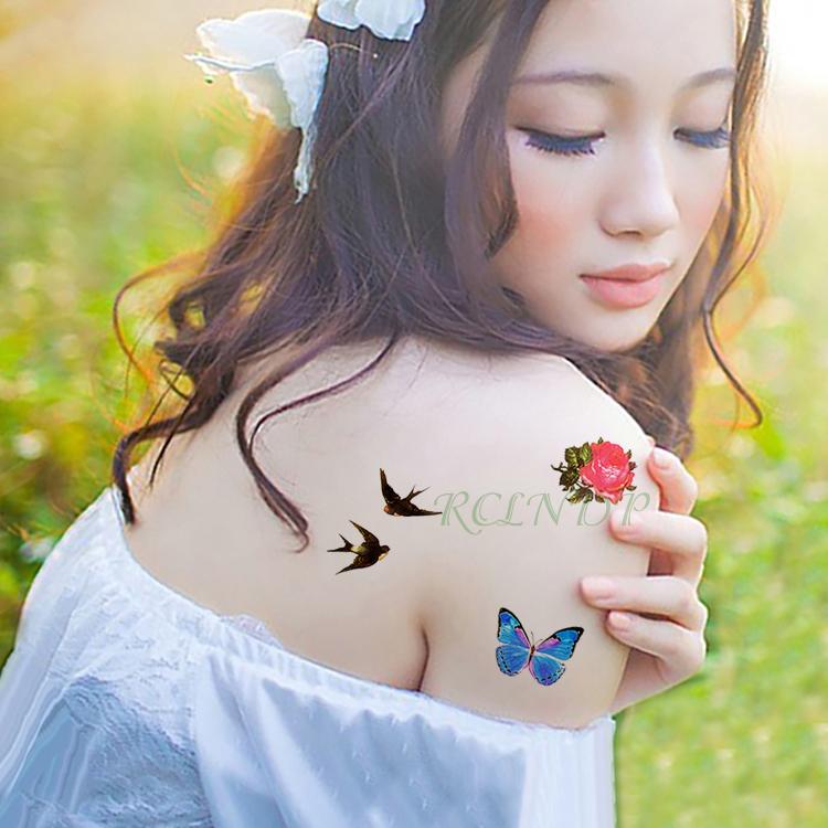 Изображение товара: Водостойкая временная татуировка-наклейка, красивая бабочка, небольшой боди-арт, флэш-тату, на запястье, на руку, для мужчин и женщин