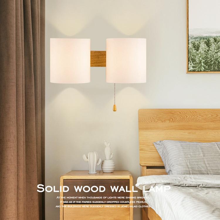 Изображение товара: Новый современный креативный прикроватный светодиодный настенный светильник в скандинавском стиле из массива дерева простые лампы для гостиной коридора отеля