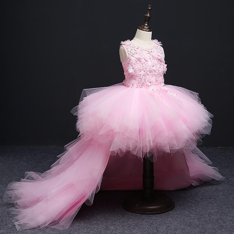 Изображение товара: 2020 Лавандовые Платья с цветочным узором для девочек без рукавов для свадеб, бальное платье с кружевной аппликацией для девочек на день рождения, торжественные платья для причастия