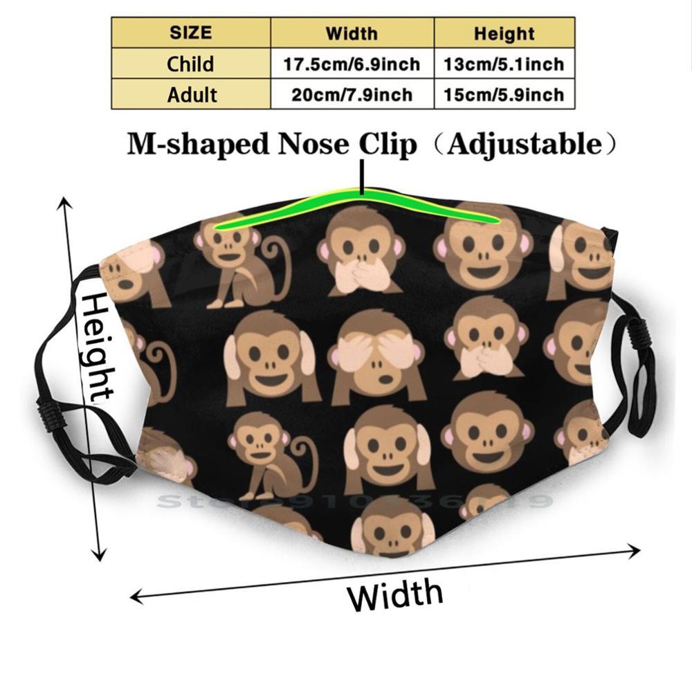 Изображение товара: Забавная обезьяна дизайн Пылезащитный фильтр смываемая маска для лица дети обезьяна Смешные животные Arctic Monkeys аниме крутой хипстер Лев меме один