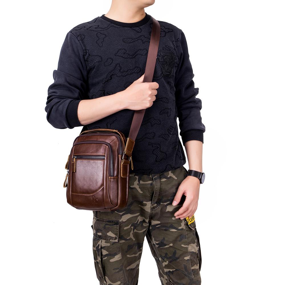 Изображение товара: Качественная мужская сумка из 100% натуральной кожи, деловые сумки через плечо для мужчин, мужская сумка-мессенджер, мужские сумки на плечо из коровьей кожи, мужские сумки