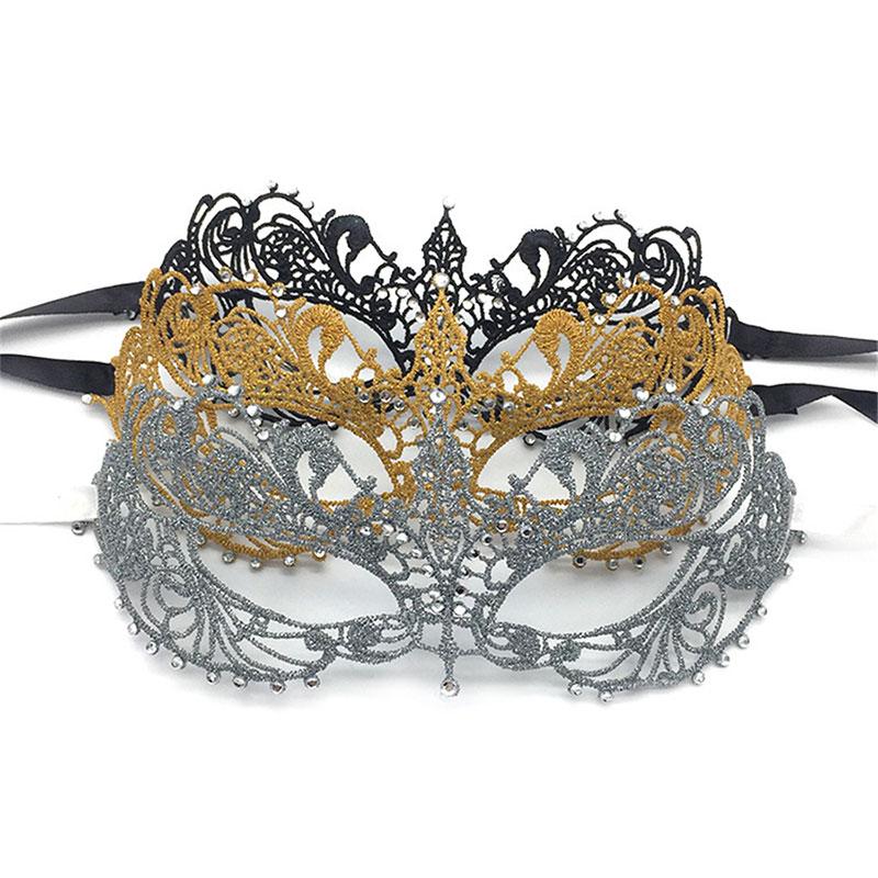 Изображение товара: Кружевная женская маска в виде шара на Хэллоуин, дневные полые маски, 2 шт., бандажная повязка на глаза вечерние маска для взрослых женщин, черные сексуальные маски для лица