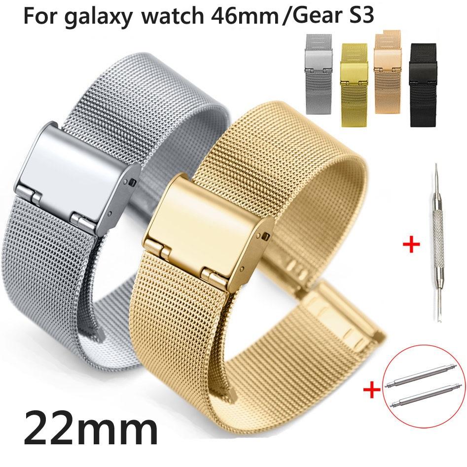 Изображение товара: Ремешок «Миланская петля» из нержавеющей стали для Samsung Galaxy Watch 46 мм, браслет с булавками для Gear S3, 22 мм