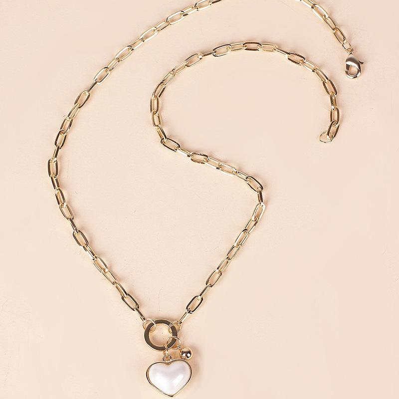 Изображение товара: Жемчужина в стиле барокко ожерелья для женщин свадебные золотые звенья цепочка жемчужное Сердце ожерелье женский подарок на день рождения