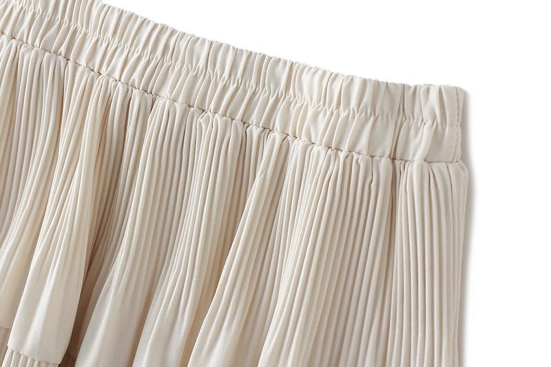 Изображение товара: Женская шерстяная юбка, осенняя элегантная плиссированная юбка из органзы, универсальная облегающая юбка средней длины с высокой талией и эластичным поясом, новинка 2020