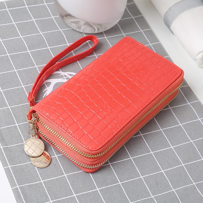 Изображение товара: Double Zipper Wallet Bag For Women Female PU Leather Long Phone Card Holder Coin Pocket Clutch Purses Money Bags Fashion Handbag