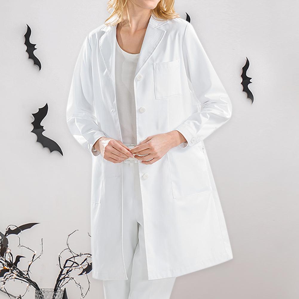 Изображение товара: Костюм медсестры на пуговицах с длинным рукавом, свободный костюм для косплея на Хэллоуин, одежда для медсестер с воротником с лацканами, униформа врача