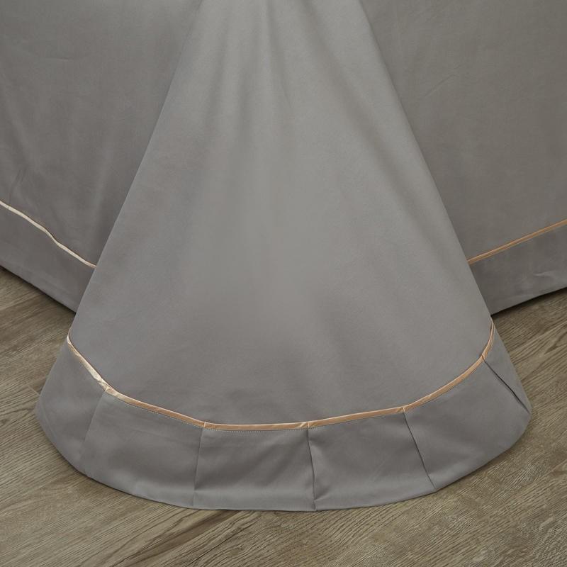 Изображение товара: Китайский стиль, винтажный шикарный пододеяльник с вышивкой, серый длинный штапельный хлопковый комплект постельного белья из 4 предметов, простыня для кровати королевского размера, пододеяльник