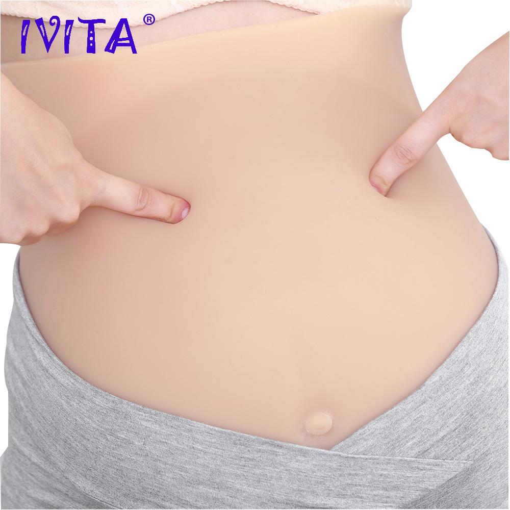 Изображение товара: Искусственный силиконовый живот IVITA, поддельный беременный реалистичный живот на липучке для женщин, для трансвеститов транссексуалов, для косплея