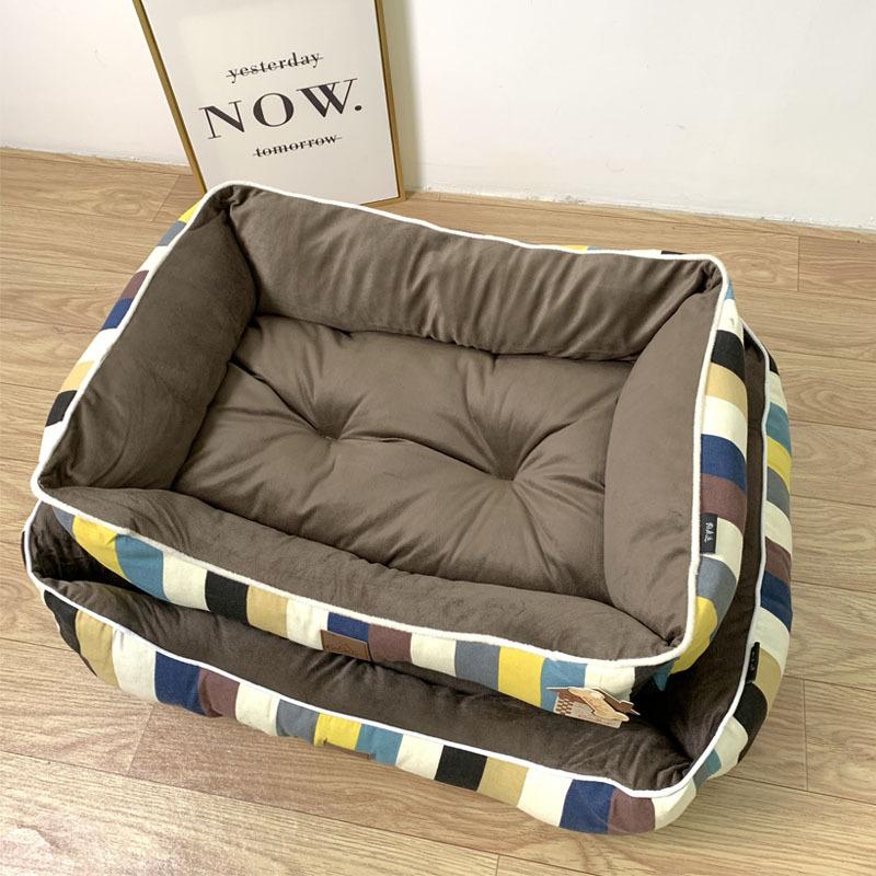 Изображение товара: Дизайнерская зимняя мягкая кровать для больших маленьких собак, кровать для питомника, плюшевые теплые большие кровати для собак, аксессуары для дивана, кровати для домашних собак 2020