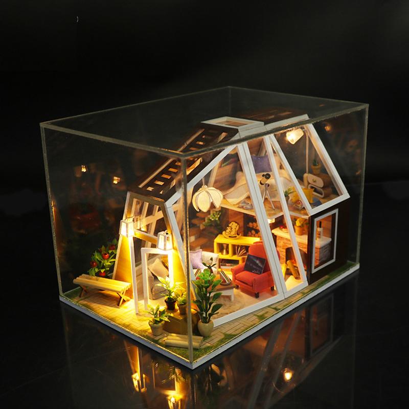 Изображение товара: Новый креативный кукольный домик Аврора студия 3D модель Кукольный домик мини деревянные аксессуары кукольный домик для детей подарок на Рождество