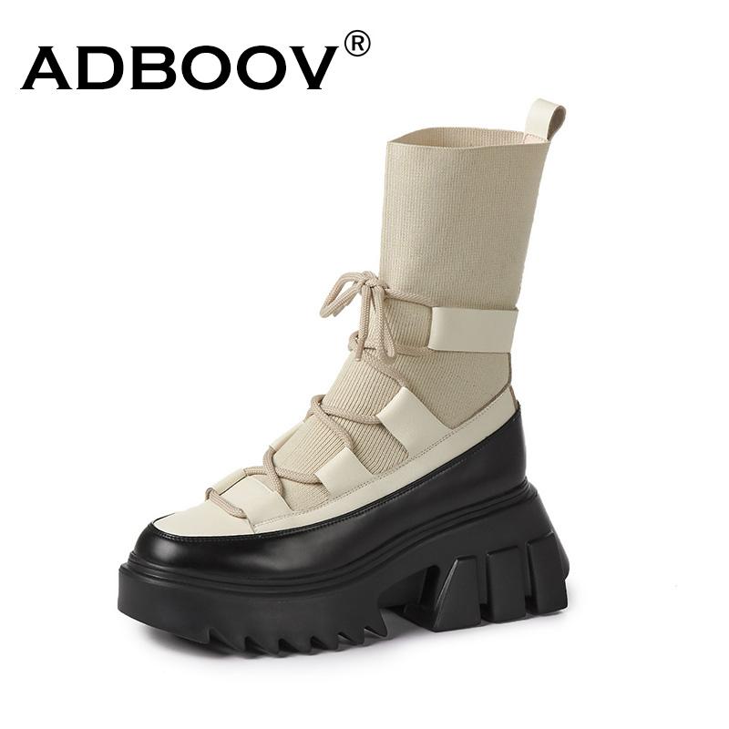 Изображение товара: Женские ботинки на платформе ADBOOV, высокие модные ботинки из натуральной кожи на толстой подошве