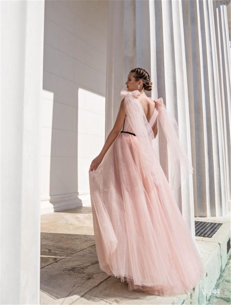 Изображение товара: Розовое Тюлевое платье LORIE для выпускного вечера, простые Формальные Вечерние платья с вырезом сердечком и открытой спиной, Очаровательные Красивые длинные платья для конкурса, 2021