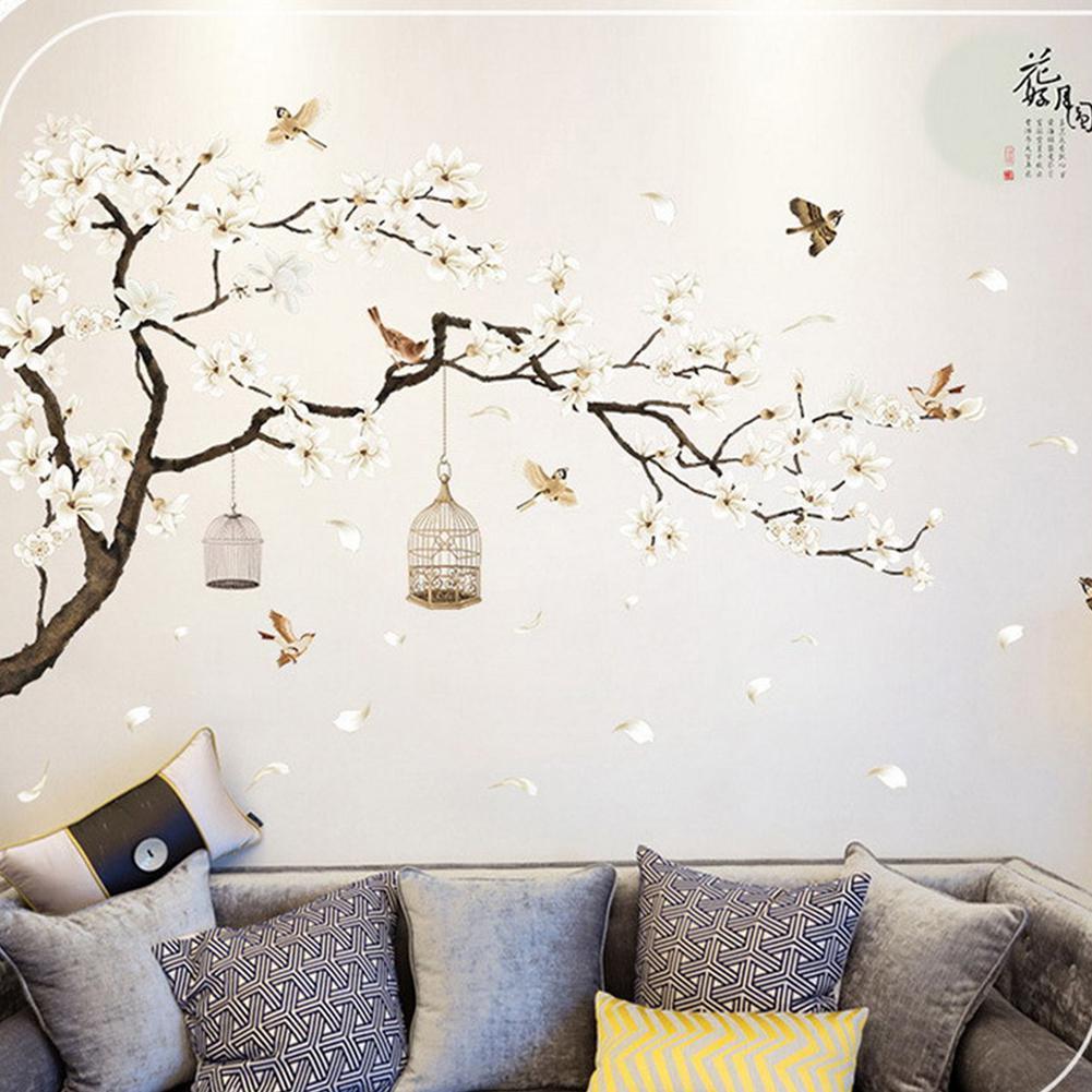 Изображение товара: 187x128 см Большой размер дерево наклейки на стену с изображением птиц цветок домашний декор обои для гостиной спальни DIY украшения комнат