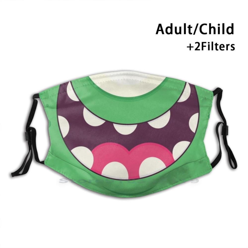 Изображение товара: Милая зеленая забавная маска с изображением монстра, мультяшный рот, многоразовый фильтр Pm2.5, «сделай сам», ротовая маска для детей, светящееся существо, страшная марионетка
