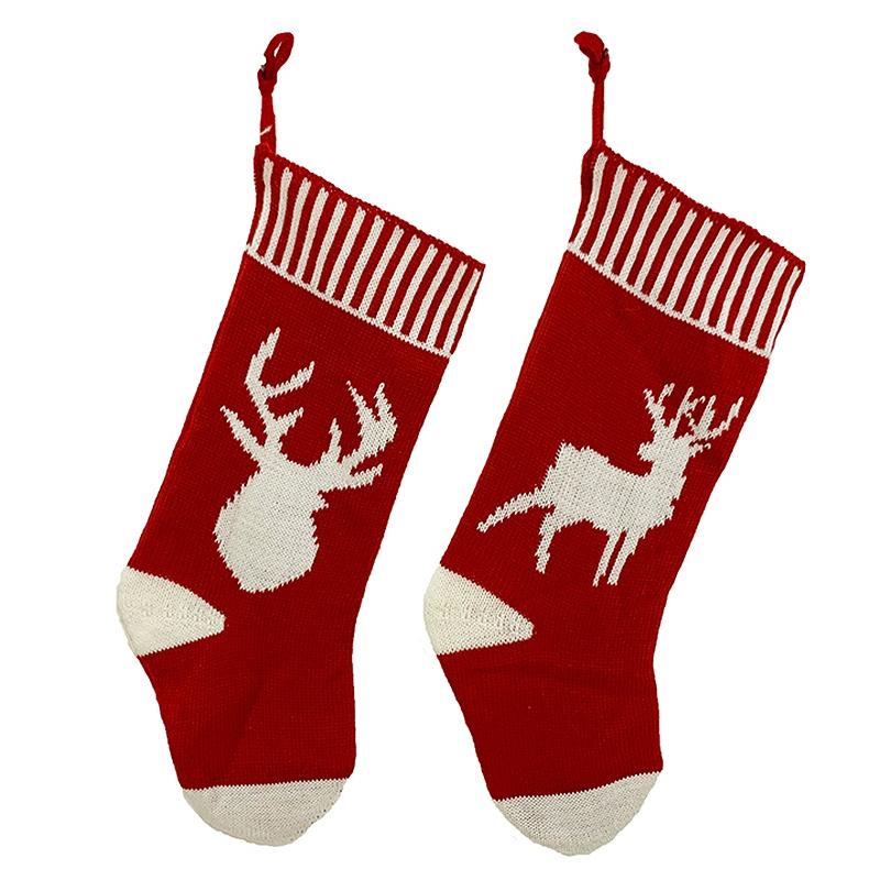 Изображение товара: AT69 -2 шт рождественские чулки, рождественские носки над камином, Подарочная сумка для конфет, украшения для рождественской елки