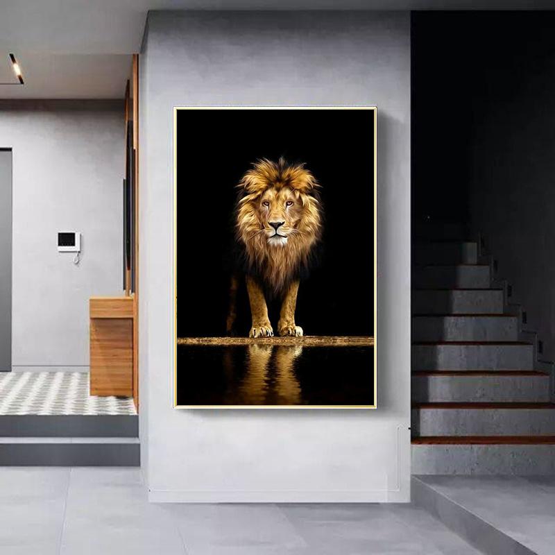 Изображение товара: Картина на холсте «Лев в темноте», постеры и принты с Африканским львом, настенные картины куадроса для гостиной, домашний декор без рамки