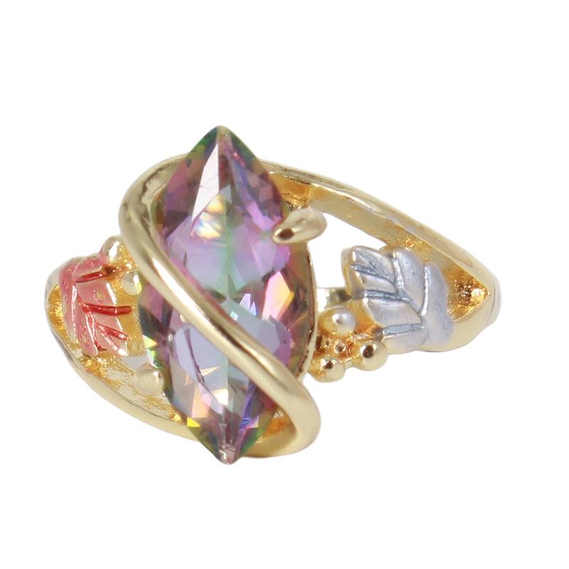 Изображение товара: Модные обручальные кольца для женщин, креативные Романтические кольца с конским глазом и листом, обручальное кольцо золотого цвета с кубическим цирконием