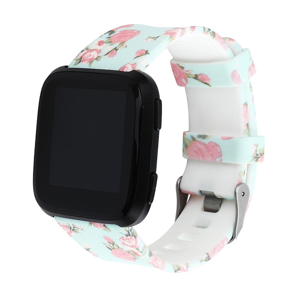 Изображение товара: Ремешок силиконовый для смарт-часов Fitbit Versa, элегантный сменный Браслет с цветочным принтом для взрослых, разные цвета