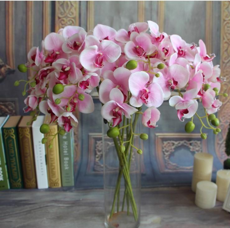 Изображение товара: Элегантный белый искусственный шелк длиной 78 см фаленопсис; Бабочки; Орхидеи Цветочная композиция в виде листьев для украшения свадьбы и дня рождения