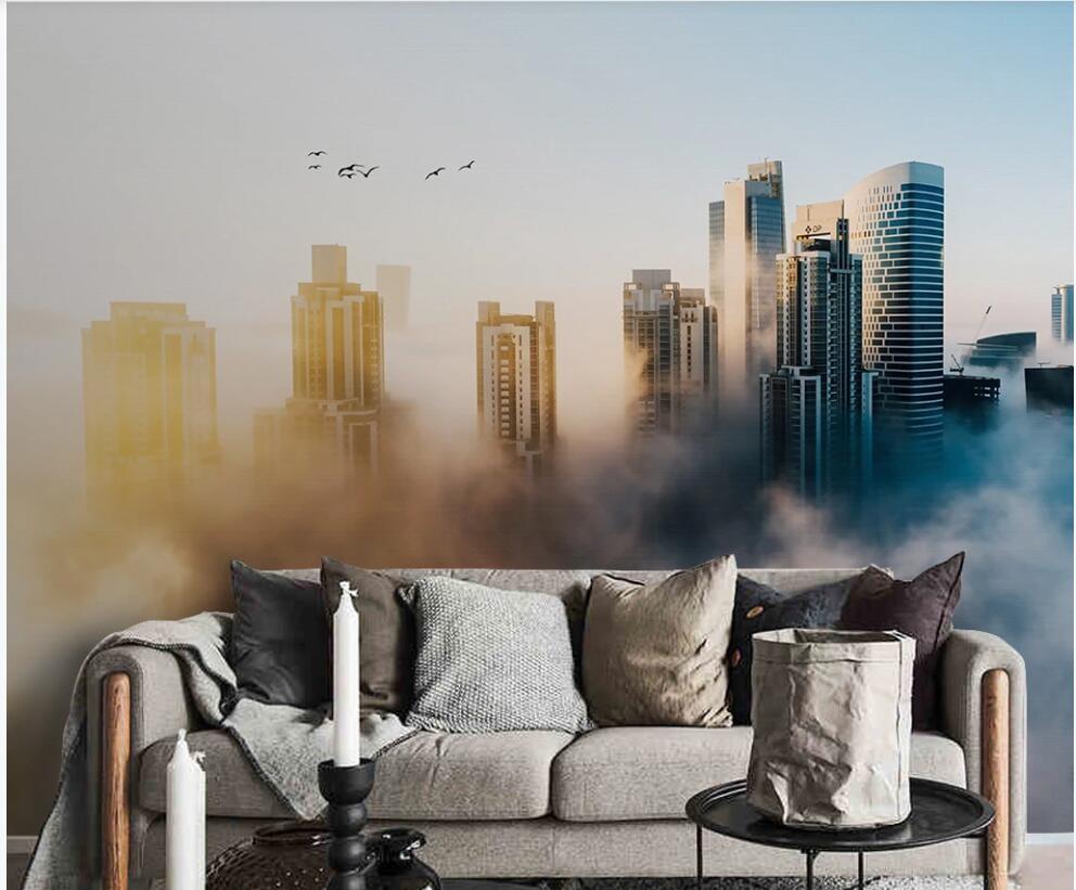 Изображение товара: Настенные фотообои на заказ, 3d современный городской архитектурный пейзаж в креативных мечтательных облаках, обои для стен в рулонах