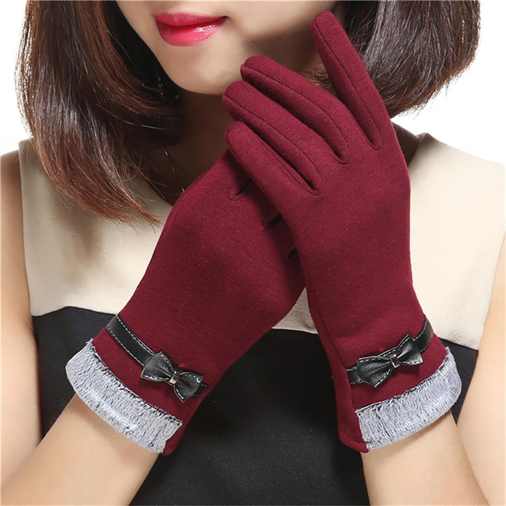 Изображение товара: Женские перчатки для девочек, модные зимние теплые перчатки с пальцами для сенсорного экрана, на весну и зиму