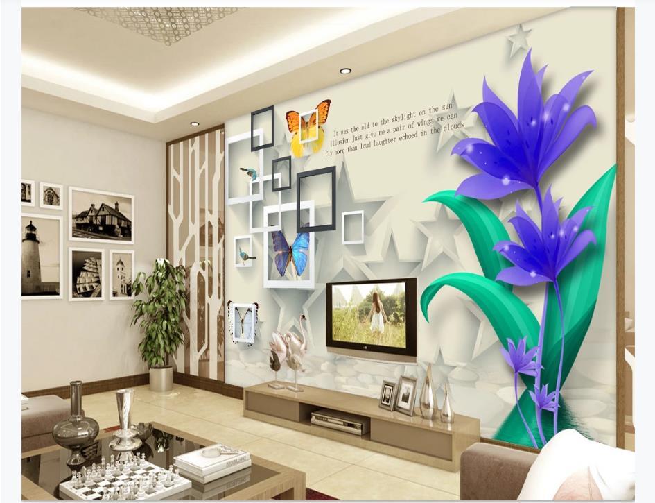 Изображение товара: Пользовательские 3D стерео Фэнтези Цветок геометрические наклейки-рисунки на стену гостиная спальня ТВ фон домашний декор обои для стен 3D