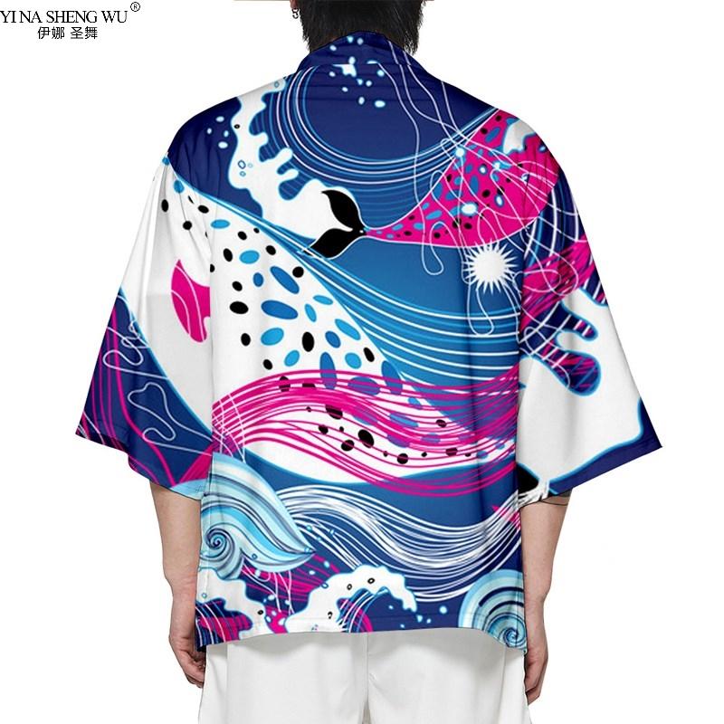 Изображение товара: Japanese Style Kimono Streetwear Men Women Cardigan Harajuku Anime Robe Clothes 2020 Summer Personalized Printed Casual Kimono